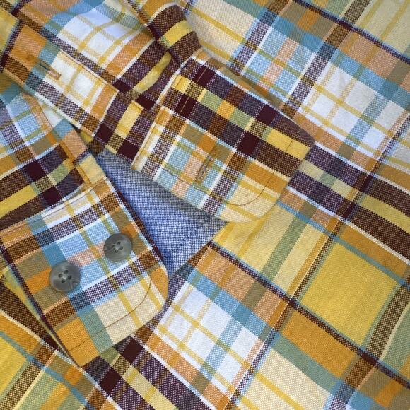 VINTAGE Twenty X 20X Shirt Adult Small Yellow Red Tartan Plaid Button Up - Picture 3 of 5